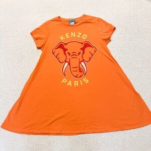 Kenzo Kids Orange Graphic Trapeze T-shirt Dress
